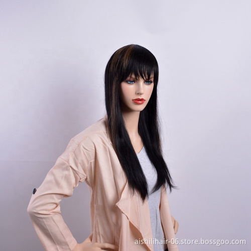 Wholesale the hot-selling dark brown natural straight long hair wigs for the Europe and America women